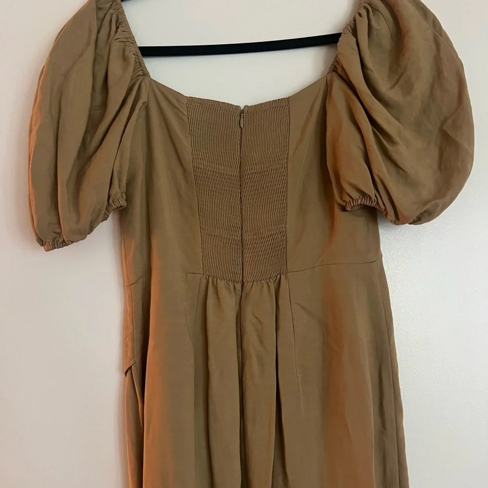 & Other Stories Tan Midi Dress with Puff Sleeves - Picture 5 of 7